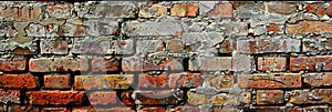 empty old brick wall background with copy space deteriorating old brick wall