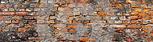 empty old brick wall background with copy space deteriorating old brick wall