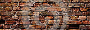 empty old brick wall background with copy space deteriorating old brick wall