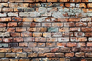 empty old brick wall background with copy space deteriorating old brick wall