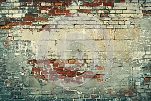 empty old brick wall background with copy space deteriorating old brick wall