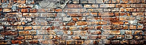 empty old brick wall background with copy space deteriorating old brick wall