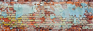 empty old brick wall background with copy space deteriorating old brick wall