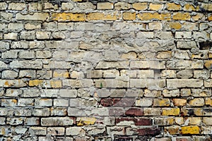 empty old brick wall background with copy space deteriorating old brick wall