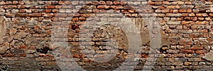 empty old brick wall background with copy space deteriorating old brick wall