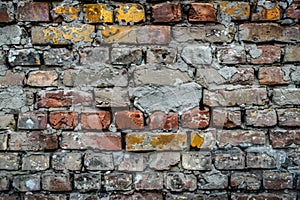 empty old brick wall background with copy space deteriorating old brick wall