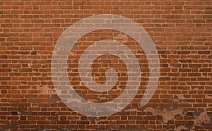 Empty Old Brick Wall Texture. Painted Distressed Wall Surface. Grungy Wide Brickwall