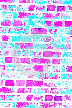 Empty Old Brick Wall Texture. Painted Distressed Wall Surface. Grungy Wide Brickwall. Grunge Red Stonewall Background. Shabby