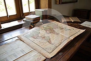 Empty old map background or template