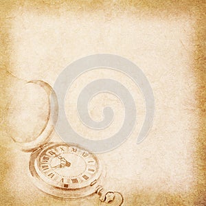 Empty old paper vintage background witn pocket watch pattern