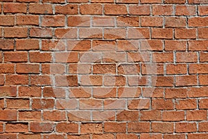 Empty, old, red brick wall background with copy space