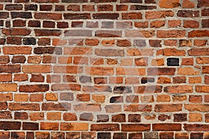 Empty old red brick wall background from Sweden