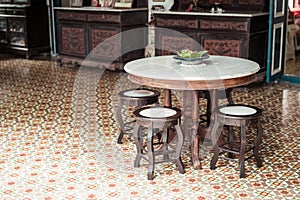 empty old and vintage table and chair decoration in a room