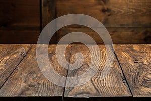 Empty old wooden table photo