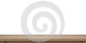 Empty old wooden table top isolated on white background with clipping path, Use as products display montage