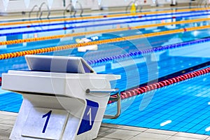 Empty Olympic swimming pool