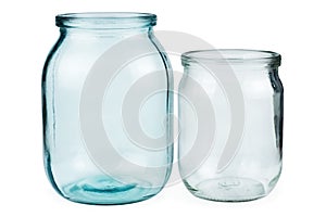 Empty one and half litre glass jars photo