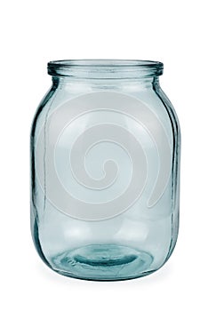 Empty one litre glass jar photo