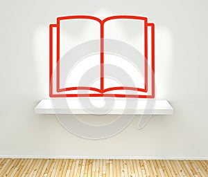 Empty open book concept graphic on wall