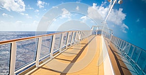 Empty open deck on a Cruise ship on sunny day