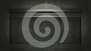 Empty open door self storage unit . 3d rendering