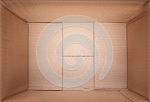 Empty open rectangular cardboard box close up