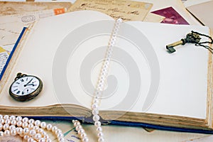Empty open vintage book