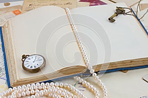 Empty open vintage book