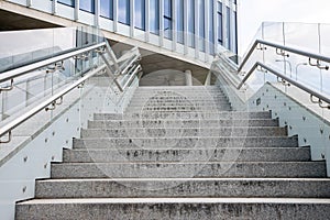 Empty oudoor stairs in modern business quarter photo