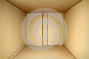 Empty package box, 3d view inner side.