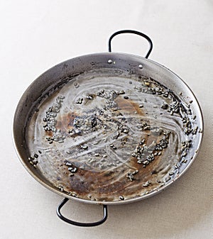 Empty pan of black rice