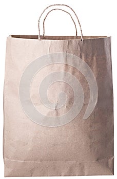 Empty paper bag isolated on a white background.