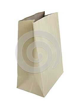 Empty paper bag for takeaway isolated