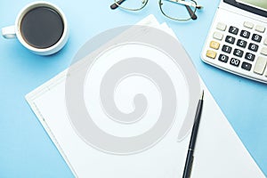 Empty paper and buisness things on table