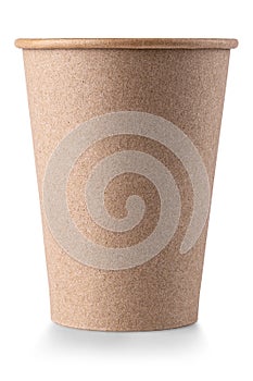 Empty paper coffee cup on white background