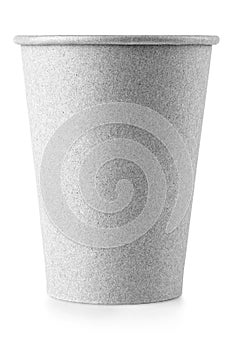 Empty paper coffee cup on white background