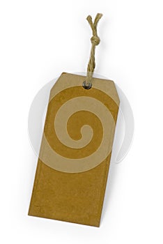 Empty paper tag tied with brown string