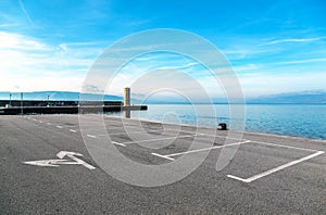 Empty parking area with sea landscape