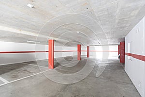 Empty parking in the basement of a building