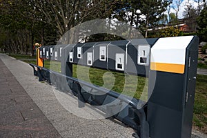 Empty parking for electric scooters for rent in the park