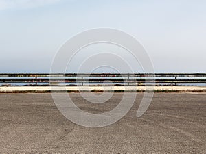 Empty parking with guardrail