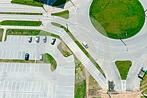 Empty parking lot in new residential district. aerial photo