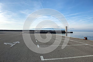 Empty parking lot at the sea