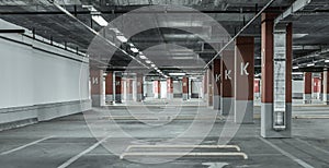 Empty parking lot wall. Urban, industrial background