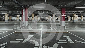 Empty parking lot wall. Urban, industrial background