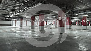 Empty parking lot wall. Urban, industrial background