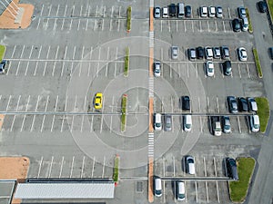 Empty parking lots, aerial view.