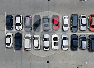 Empty parking lots, aerial view.