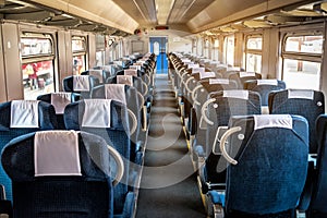 Empty passenger seats in train