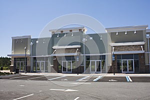 Empty pastel strip mall photo